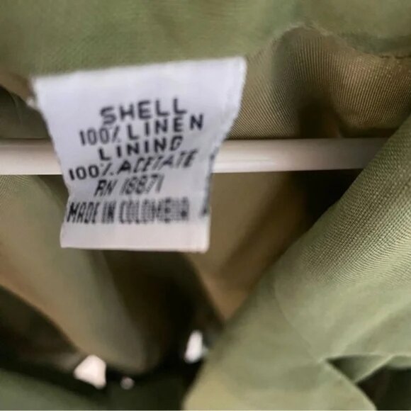 JH Collectibles green linen relaxed fit button closure blazer size US 10 - Picture 4 of 13